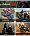 Collage of UTVs in rugged terrain and desert with Front And Rear Prop Shaft U Joint Kit For RZR 1000 900 800 4 Turbo RS1 And Ranger Crew UTVs