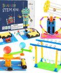 Hands On Five Model STEM Science Kit For Kids featuring models including Telegraph, Newton's Cradle, and robot assembly.