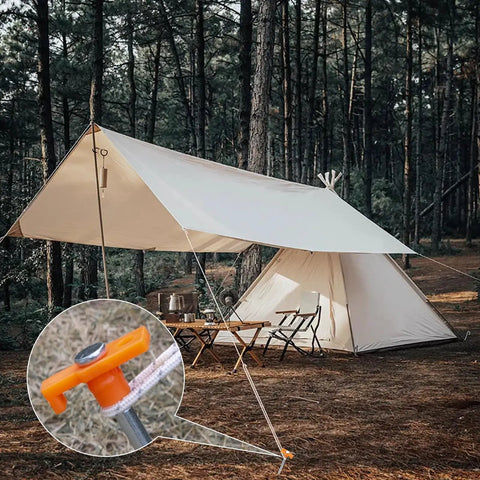 Heavy Duty Tent Stakes 12 Pack 7 Point 1 Inch Non Rust Metal Ground Stakes With Storage Bag For Camping Hiking Garden Orange