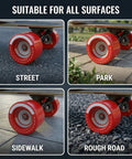 90mm 78A Red Electric Skateboard Wheels For Longboards And Cruisers on street, park, sidewalk, rough road surfaces