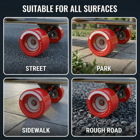 90mm 78A Red Electric Skateboard Wheels For Longboards And Cruisers on street, park, sidewalk, rough road surfaces