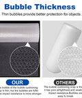 Comparison of Two Pack 12 Inch By 72 Foot Ultra Thin Bubble Cushioning Wrap Nylon showing bubble thickness for shipping.