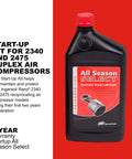 Starter Kit For 2420 2340 2475 Duplex Air Compressors To Gear You Up With All Season Lubricant Wear Reduction Carbon Buildup Prevention And Replacement Air Filter Elements For First Year Startup And Maintenance bottle image