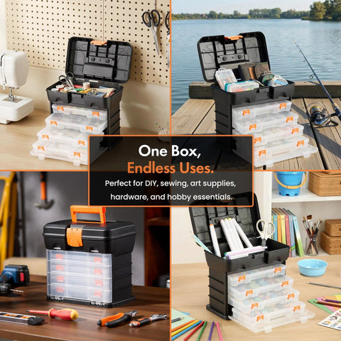 Versatile Fishing Tackle Storage Box With 4 Removable Trays And Adjustable Dividers A Handy Craft Or Tool Organizer