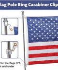 Heavy Duty Flag Pole Carabiner Clips With Locking Nut 4 Pack Stainless Steel M5 Snap Hooks on flagpole with US flag