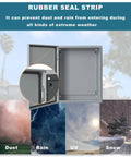 Rugged Weatherproof Outdoor Electrical Enclosure Box 8 By 8 By 6 Inch With Reinforced Lock, Heavy Duty Steel Junction Box For Harsh Environments, No-Fuss Install Backplane, Corrosion-Resistant Weatherproof Cabinet open with rubber seal strip