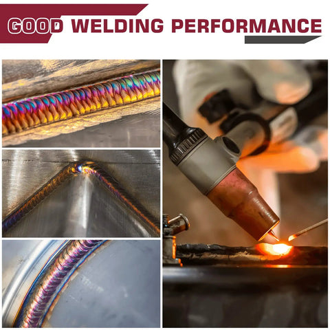 Close-up of TIG welding process showcasing smooth arcs and solid welds using 2 Percent Lanthanated Tungsten Electrodes Blue
