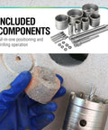Badass 20 Piece Concrete Hole Saw Kit With Heavy Duty Sds Plus And Sds Max Shanks For Rotary Hammers showing components and masonry core bit.