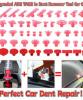 Pro Grade PDR Dent Repair Kit with ABS tabs for car dent removal, showing various shapes and sizes for professional use.