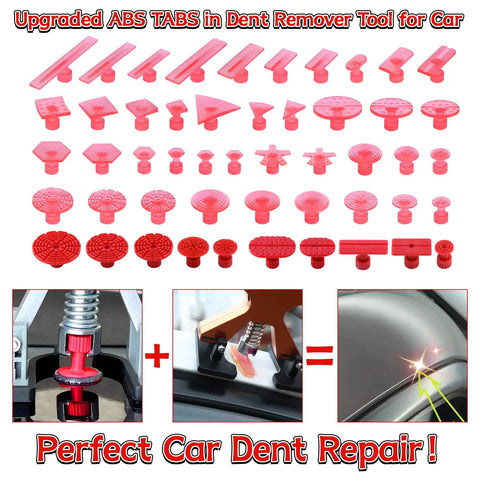 Pro Grade PDR Dent Repair Kit with ABS tabs for car dent removal, showing various shapes and sizes for professional use.