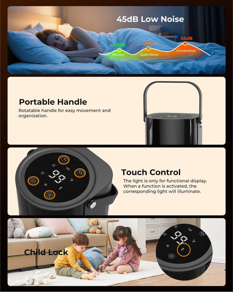Portable Electric Space Heater with 1500W PTC Ceramic Heating Remote Timer 70 Degree Swing LED Display Child Lock Quick Heat