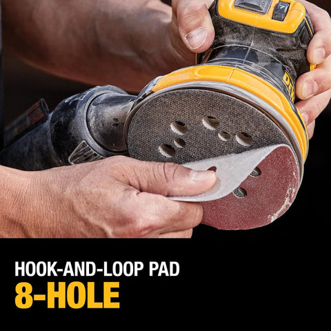 Attaching sanding pad to 20V Max Brushless Random Orbital Sander Kit With Variable Speed 8,000 To 12,000 OPM.