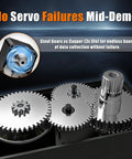 Steel gears in Pro Grade Brushless Servo Motor Upgrade For SO-ARM Robotic Arm with triple algorithm compensation, shown close-up.