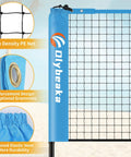 Portable 17ft Multi Sport Net Set For Backyard And Driveway, Height Adjustable From 36 To 61 Inches, close-up of net material and grommet.