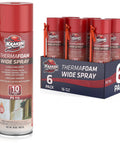 Top Shelf Wide Spray Foam Insulation Kit, Heavy Duty Polyurethane Sealant Class A Fire Rated For Attics And Wall Cavities, Straight Shooter Smart Trigger Can, No Sweat Thermal Barrier For Tight Fits Six Pack in display box.