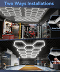 Hexagon 5000K LED Garage Lights 25 Pack Ultra Bright Ceiling Shop Light installation options for garages and workshops