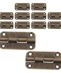 Antique Bronze Iron Cabinet Hinges, 12 Pack Small Four Hole Hinges with Rounded Corners for smooth operation, heavy duty