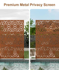 Sturdy Outdoor Privacy Screen With Stand 72 Inch Height By 44 Inch Width Brown Metal Fence Panels For Patio Balcony Garden And Indoor Use Freestanding And Portable No Fuss Setup Easy Install Adds Privacy And Modern Style