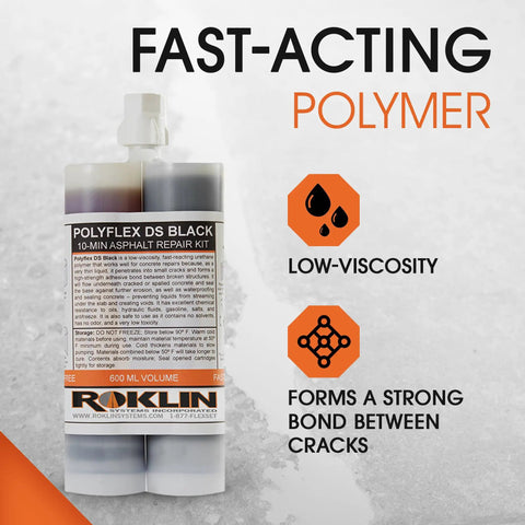 PolyFlex DS Concrete Crack Filler and Quick Drying Asphalt Crack Sealer Kit for Floor and Wall Repairs 21 Ounces Black Waterproof