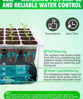Self Watering Seed Starter Tray With Grow Light And Heat Mat 80 Cell Kit showing seedlings and water level monitoring