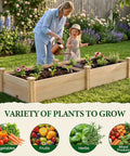 8x2ft Outdoor Wooden Raised Garden Bed With Elevated Planter Box For Veggies And Herbs Large Plant Space Natural Wood Finish