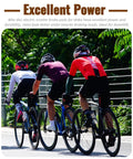 Cyclists on road using Five Pairs Semi Metal Bicycle And Scooter Disc Brake Pads For Front And Rear Replacement On Electric Bikes And Scooters High Performance Braking For Wet Or Dry Conditions.