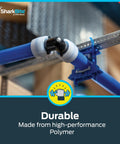 1.5 Inch 90 Degree Expansion Elbow For Pex A Pipe Fitting Pack Of 10 Heavy Duty Plastic Plumbing Connector No Sweat Quick Install Water Line Adapter Straight Shooter Performance For Residential Tasks installed between blue pipes.