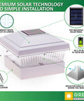 12 Pack Solar Post Cap Lights for 5x5 PVC Posts, Classic 2 Design with solar panel, LED light, and reflectors, off white finish