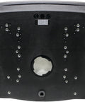 Bottom view of KM 225 Black Vinyl 19 Inch Bucket Seat For Mowers Gators Skid Steers Compact Utility Tractors with mounting holes