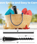 Beach Umbrella Sand Anchor Heavy Duty Outdoor Umbrella Holder No Dig Ground Base shown stored in a beach tote.