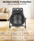 Front view of Portable 1500W PTC Ceramic Space Heater With Thermostat And 90 Degree Adjustable Angle in living room setting