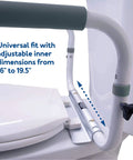 Toilet Safety Frame With Adjustable Width One Size Fits Most Toilets 16 To 18 Inches Sturdy Grab Bars Support Up To 300lbs highlighted