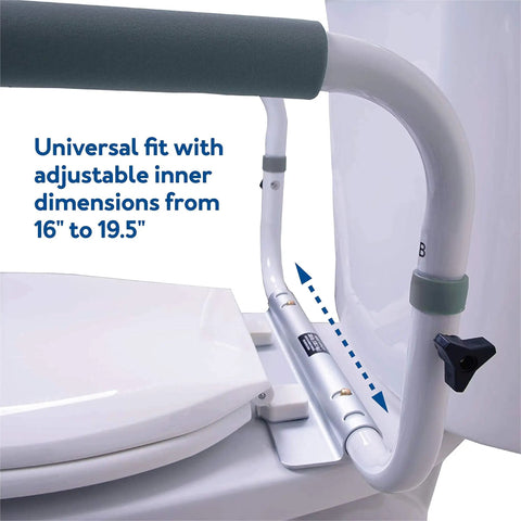 Toilet Safety Frame With Adjustable Width One Size Fits Most Toilets 16 To 18 Inches Sturdy Grab Bars Support Up To 300lbs highlighted