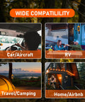 Go-To Portable 3 In 1 CO Detector with Temperature and Humidity Readouts used in car, RV, camping, and home settings.