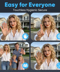 Premium Smart WiFi Door Lock Featuring Rapid Facial Recognition And Palm Vein Fingerprint Scanning For No Sweat Keyless Entry shown in touchless hand gestures.