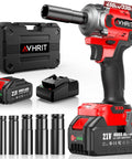 Straight Up Powerhouse 3/8 Inch Cordless Impact Wrench With Brushless Motor Brings The Heat At 330 Ft Lbs kit with battery and accessories.