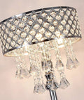 Close-up of Mini European Crystal Floor Lamp With Sleek Chrome Finish Three Light Bars For Living Room Bedroom And Office