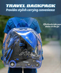 Beginner Inline Training Roller Skates For Kids With Totally Safe Protective Gear Set in transparent travel backpack