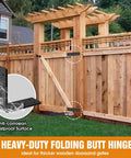 Heavy Duty Gate Hinges 270 Degree Adjustable For Wood Fence And Barn Door With Screws Two Pack installed on a wooden gate
