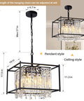 Dope Modern Black Crystal Chandelier With Adjustable Height For Dining Room Living Room Kitchen Island Entryway And Hallway 16 Inch Luxury Ceiling Pendant Light Fixture For All Ceiling Types