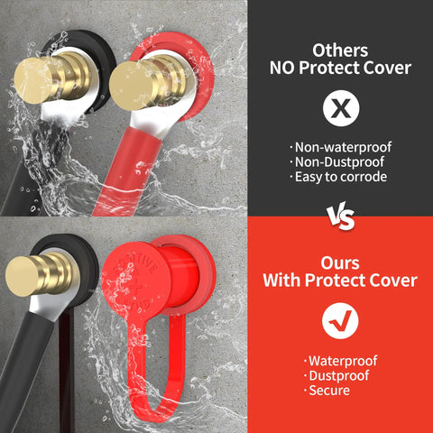 Comparison of Heavy Duty Remote Battery Terminals 3/8 Stud Jump Post Kit with Durable Cover showing waterproof and dustproof features.