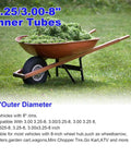 Wheelbarrow with grass, showcasing 3.00-3.25-8 Replacement Inner Tubes With TR-87 Bent Valve Stem For 8 Inch Rims Universal Fit