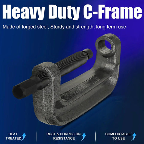 Heavy Duty Ball Joint Press Kit With Large 9 Inch C Frame For Ball Joints U Joints And Wheel Studs Removal Brake Pin Press close-up forged steel
