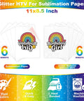 All In One Glitter Sublimation Vinyl And Printable Paper Pack For Easy Iron On Projects On Light And Dark Fabrics 12 Sheets