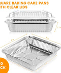 40 Pack 8x8 Inch Aluminum Square Pans With Clear Lids For Baking, Heating, Storing, And Meal Prep, Disposable Foil Pans With Lids