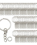 Thinking Process: silver 25mm split ring keychain set with chains, shown in a 100-piece pack