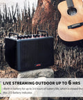 40W Portable Acoustic Guitar Amp With Rechargeable Battery Bluetooth And USB C Recording outdoors with guitar.