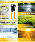 Self-Leveling Concrete Crack Filler Crushes Cracks on Driveways and Garages Waterproof Fast-Drying Cement Sealant with gloves and tools
