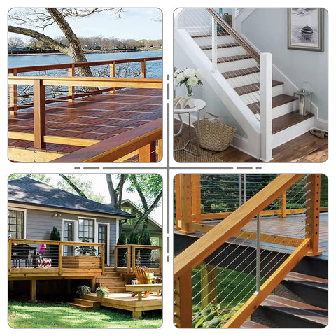 Decks and stairs using Stainless Steel Lag Screws With Left And Right Handed Threads For Deck Cable Railing Systems Built Tough