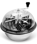 Solid Build Nineteen Inch Electric Leaf Bowl Trimmer with stainless steel blades and transparent dome for efficient harvesting.